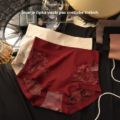 [5-delni komplet] Ženske visoko elastične brezšivne čipkaste hlačke s funkcijo uravnavanja trebuha in oblikovanja zadnjice