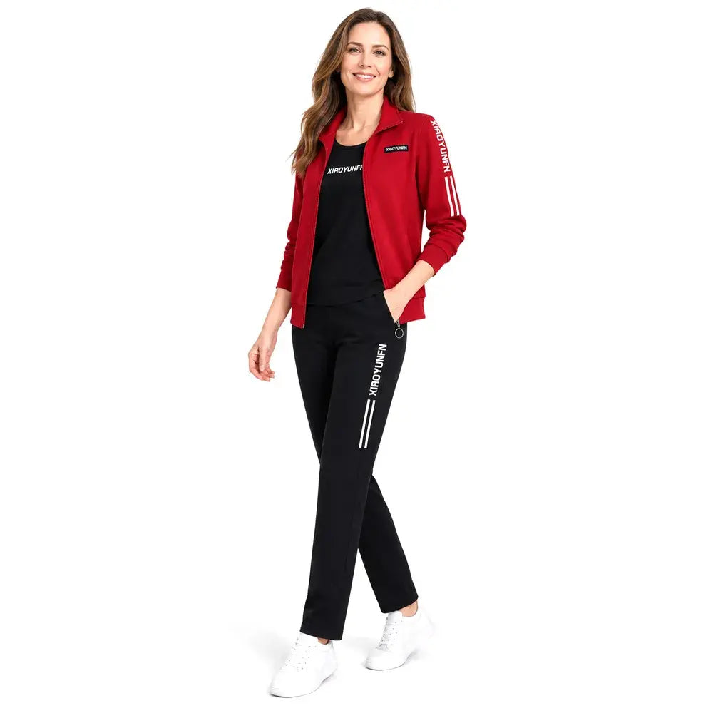 🌸¡Elegancia y máxima comodidad! Elegante conjunto deportivo de tres piezas para mujer (chaqueta con cremallera + camiseta + pantalón de chándal / Tallas: M-6XL). ✨