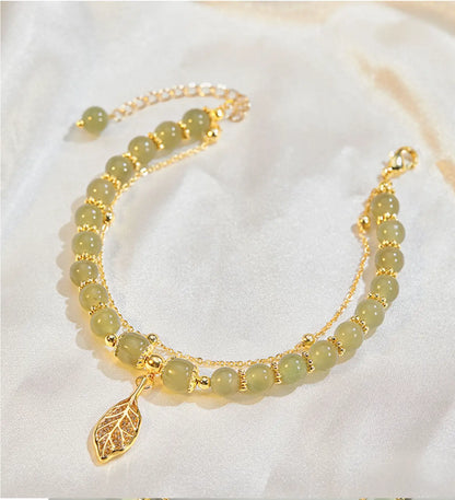 ✨【Último día, 60% de descuento】Nueva pulsera de jade hetiano de oro de 14 quilates