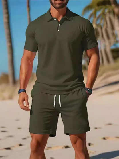 【S~3XL】Moški komplet, ki ga sestavljata majica s kratkimi rokavi in kratke hlače, idealen za vsakodnevno nošenje.