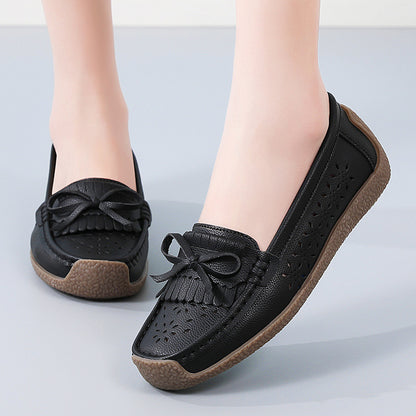🌼【35-44】Zapatos de cuero de verano para mujer, zapatos con punta abierta y borlas transpirables