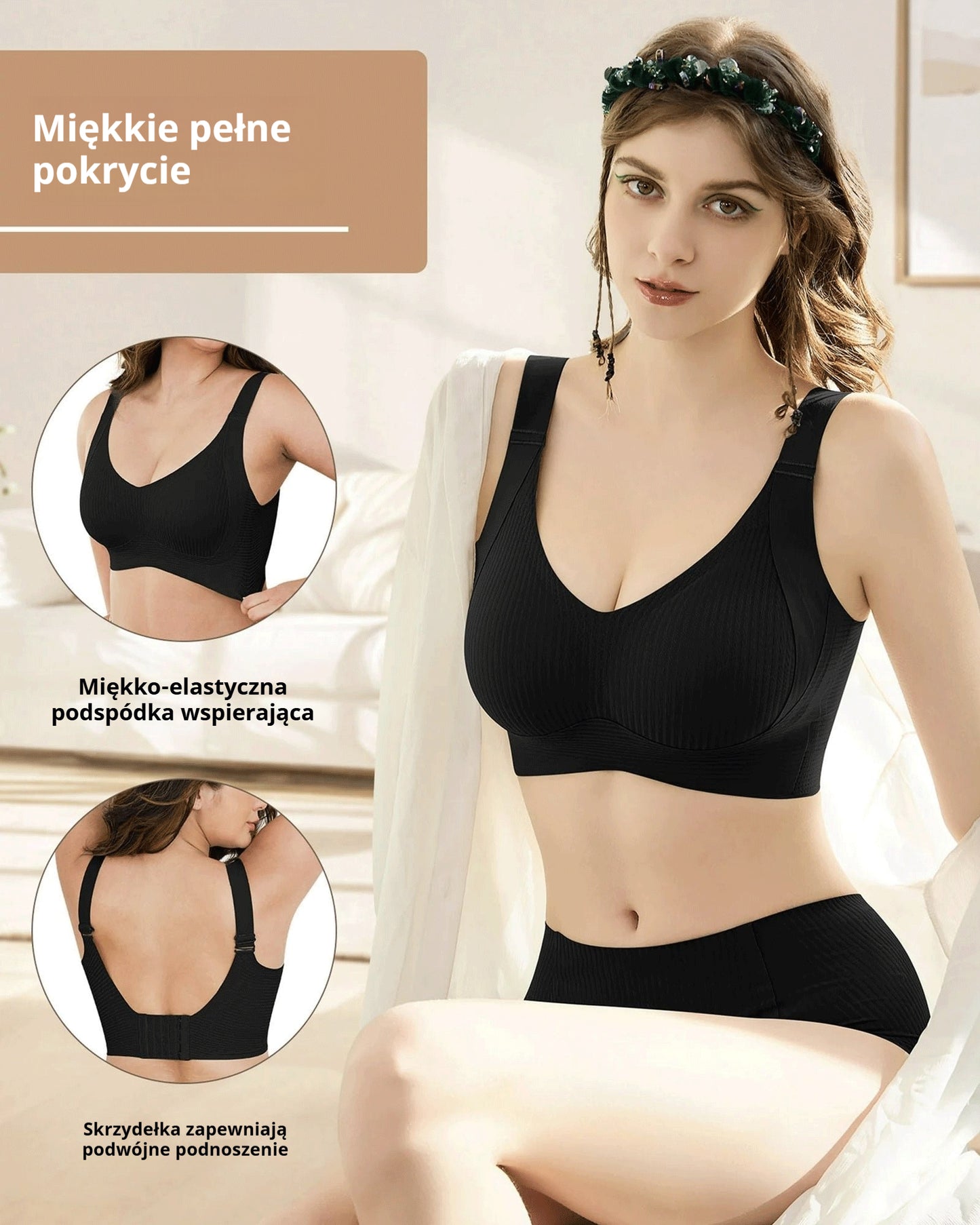 😍【Zestaw 4 szt.】Bezszwowy biustonosz bez fiszbin dla kobiet ❤️【40–95 kg】 4220592
