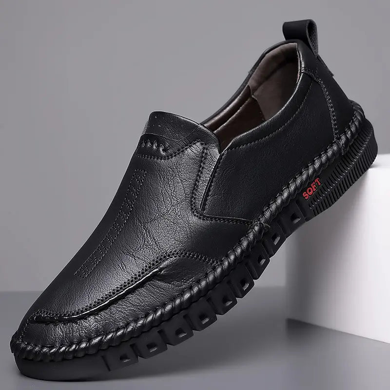 👞【39-44】Zapatos casuales de piel para hombre, nuevos, con suela blanda, antideslizantes y transpirables
