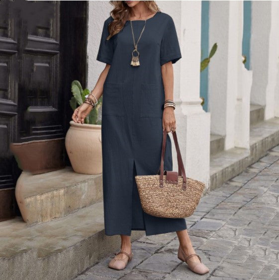 👗💖💖【S-5XL】2026 Új Női Pamutvászon Ruha — Laza Fazon