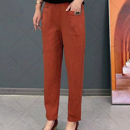 【Έκπτωση 50%】🔥【M-6XL】Γυναικείο παντελόνι από βαμβάκι με ελαστική μέση