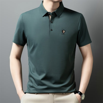 【M-4XL】Poletje 2026 Nova ledeno svilena polo majica s pol rokavi in reverjem