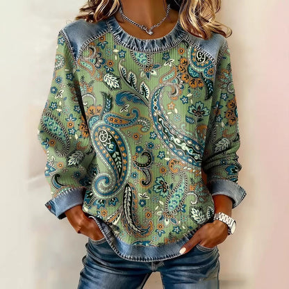 🎀🎀🎁【50% zniżki】Nowa bluza z nadrukiem i okrągłym dekoltem 4219385