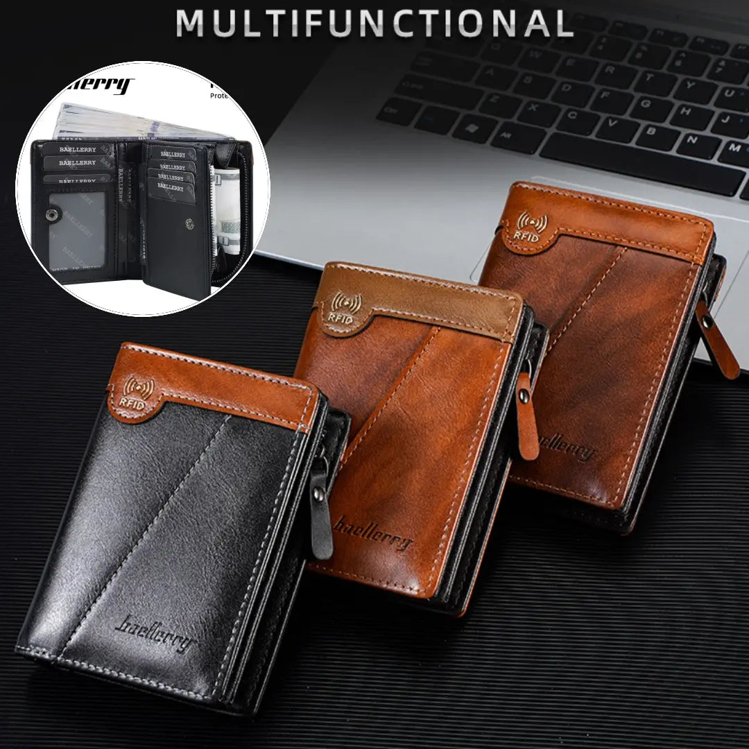 😎【50% sleva✨】Nová luxusní pánská peněženka na zip v retro stylu s RFID ochranou proti krádeži.