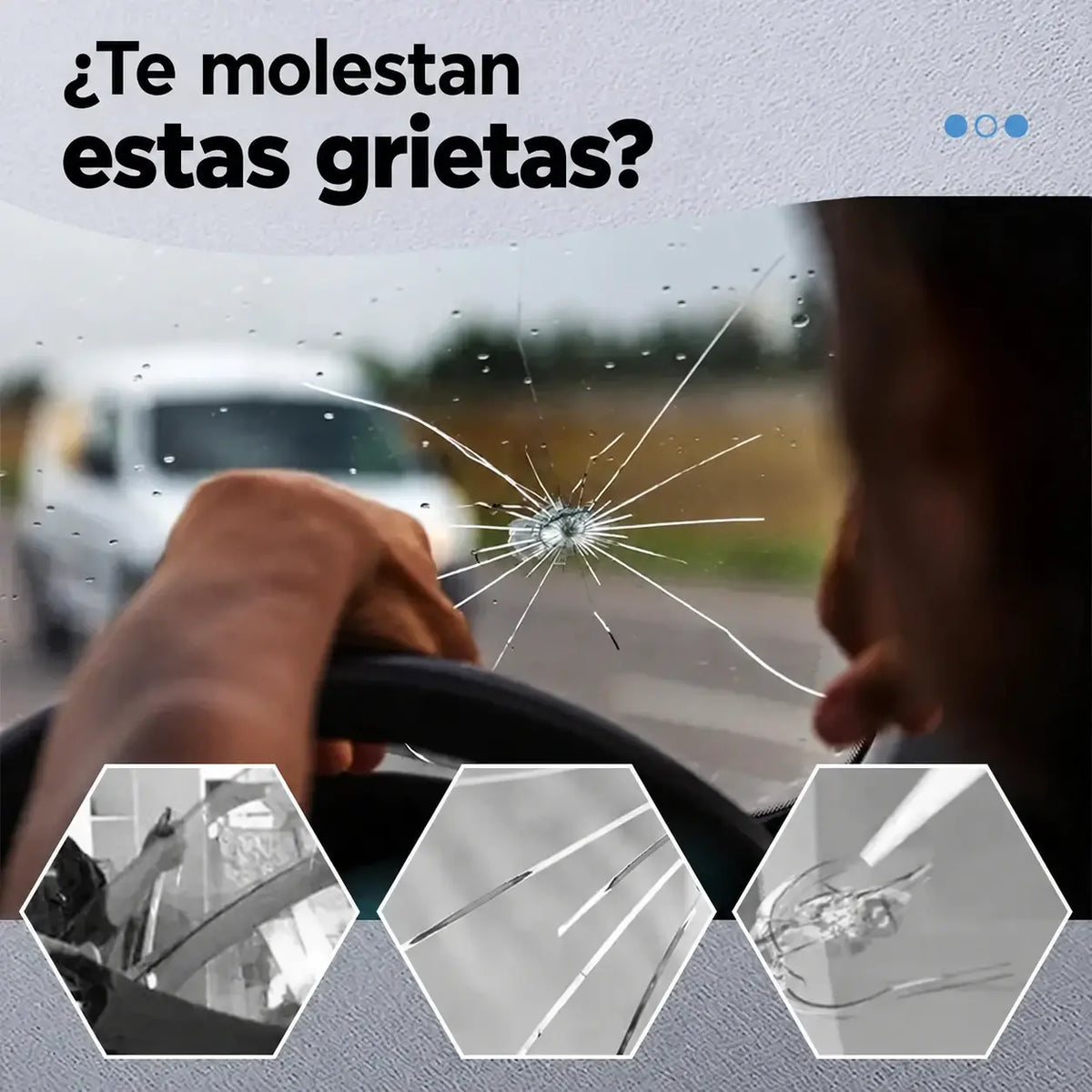 🚗【Kit de 3 piezas】Resina reparadora de parabrisas para pequeñas grietas e impactos en el cristal