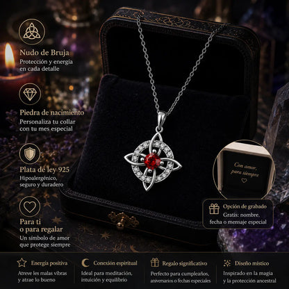 🔮Ogrlica z mističnim čarovniškim vozlom in kamnom rojstva 💞 Zaščitite svoje najdražje