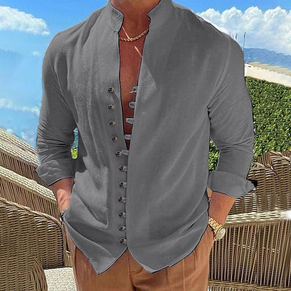 👔 50% de descuento🔥【40-100 kg】Camisa de hombre de algodón y lino, tallas grandes ✅️Pago contra entrega