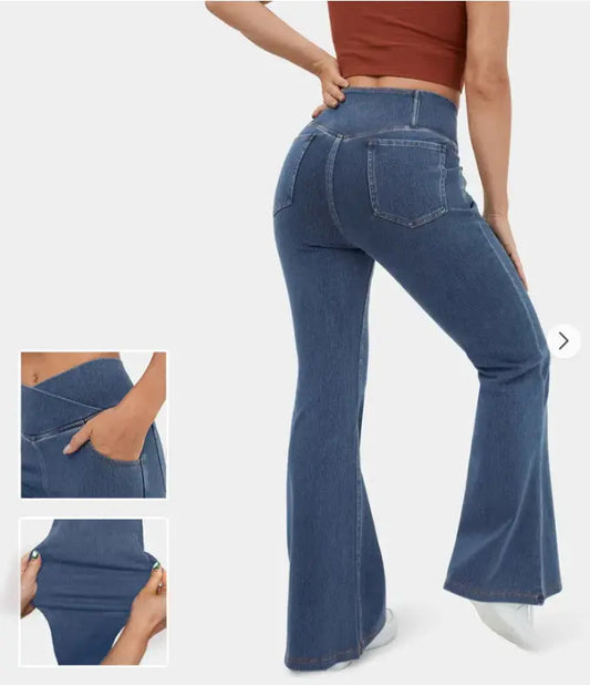 💥Novedad: 50% de descuento💥【XS-4XL】Jeans acampanados ajustados de talle alto con efecto de realce de cadera