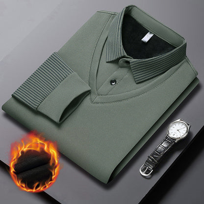 【M-4XL】 Polo majica v videzu dveh kosov z imitacijo črt v slogu patchworka