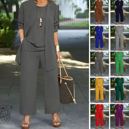 🧥Elegantni ženski komplet iz treh delov s širokim krojem🍂