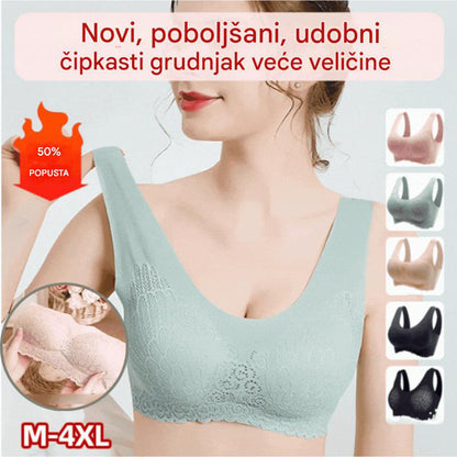 💖👙【M-4XL】🌹🛒【Set od 3 komada】2026. Novi poboljšani udoban čipkani grudnjak u velikim veličinama. (Bešavne, oblikujuće, s antiskliznim naramenicama)