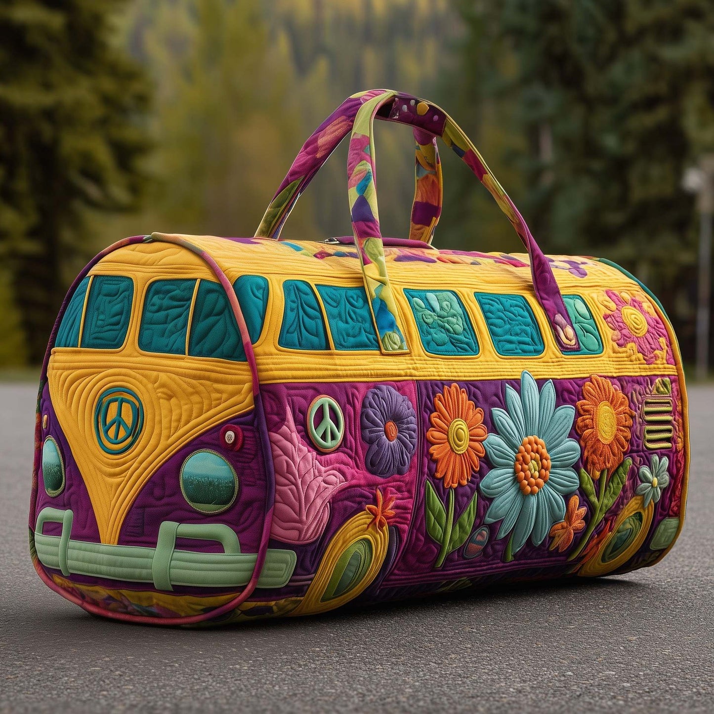 👜💐【(16x8x8) palců】Polstrovaná cestovní taška Hippie Van 4245126