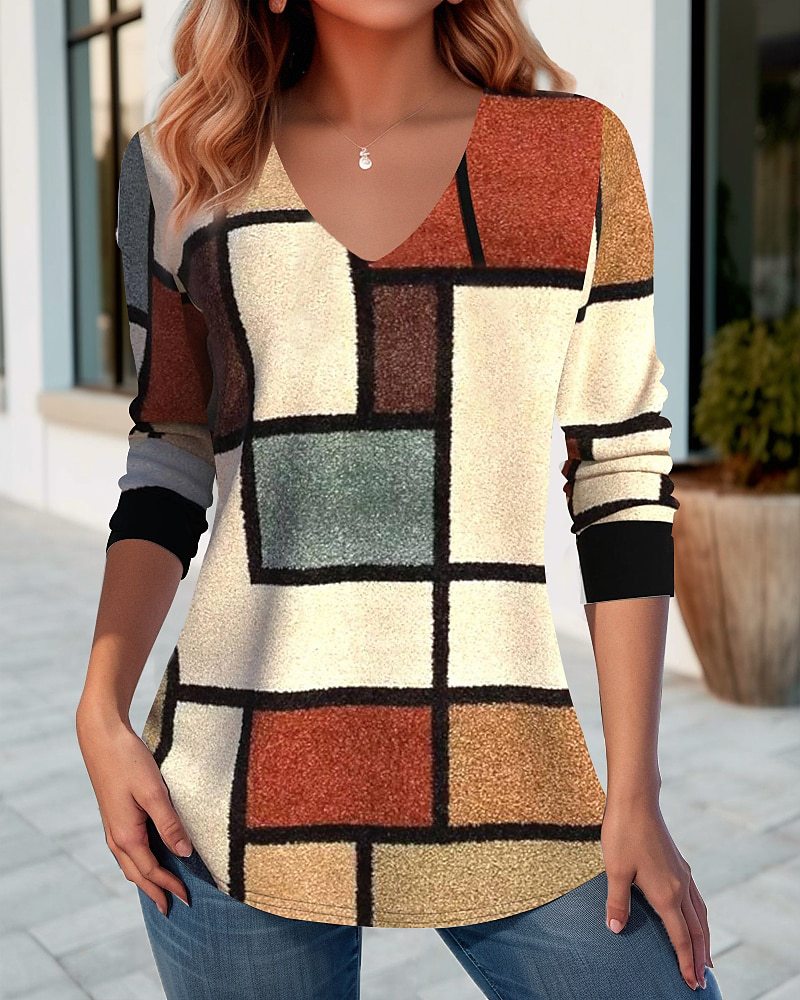 💥【S-5XL】Modna pomladna in jesenska majica z V-izrezom