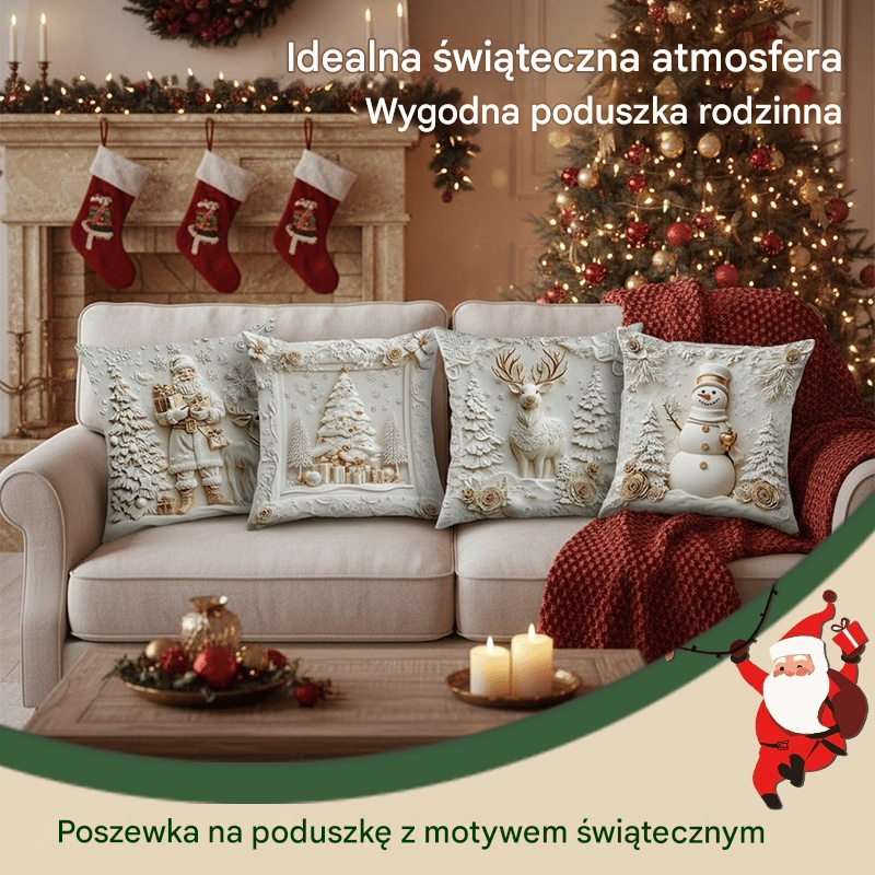 🎅Wyprzedaż świąteczna 50% TANIEJ🎄Poszewka na poduszkę z motywem świątecznym 【Zestaw 4 elementów】