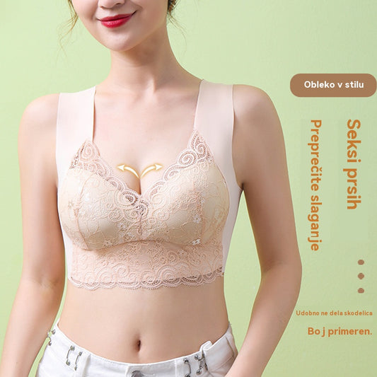 💥【3 kosi】Nabiralni čipkasti nedrček brez hrbta