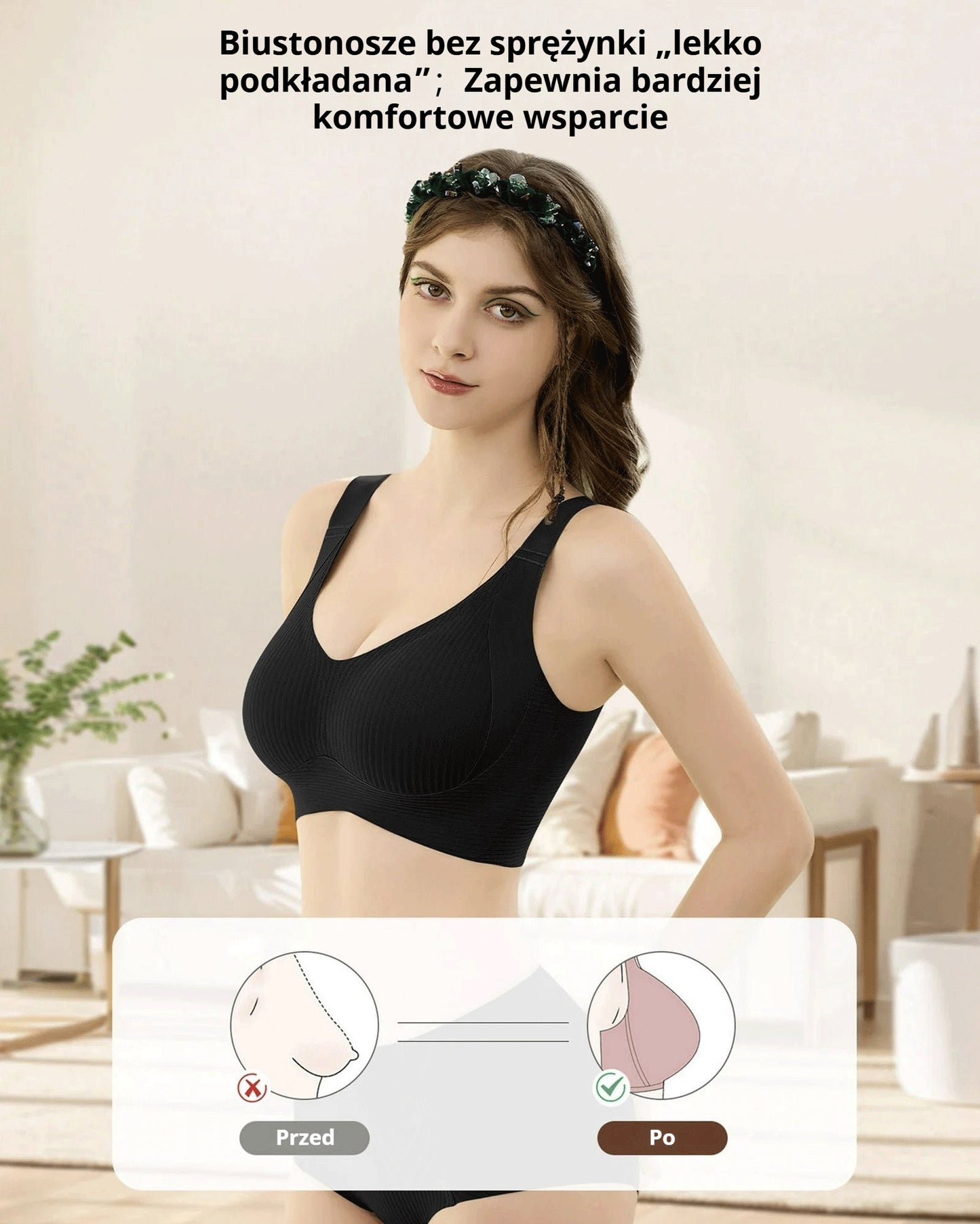 😍【Zestaw 4 szt.】Bezszwowy biustonosz bez fiszbin dla kobiet ❤️【40–95 kg】 4220592