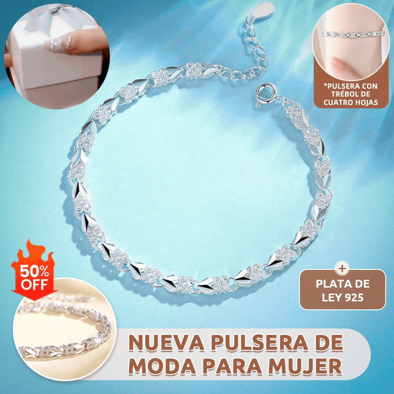 【Compre 1 y obtenga 1 gratis】Love New Fashion Pulsera de plata 925 con un trébol de cuatro hojas para mujer