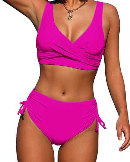 👙【S–3XL】Dámské módní jednobarevné prodyšné bikiny, rychleschnoucí materiál, pohodlné na nošení. 4239864