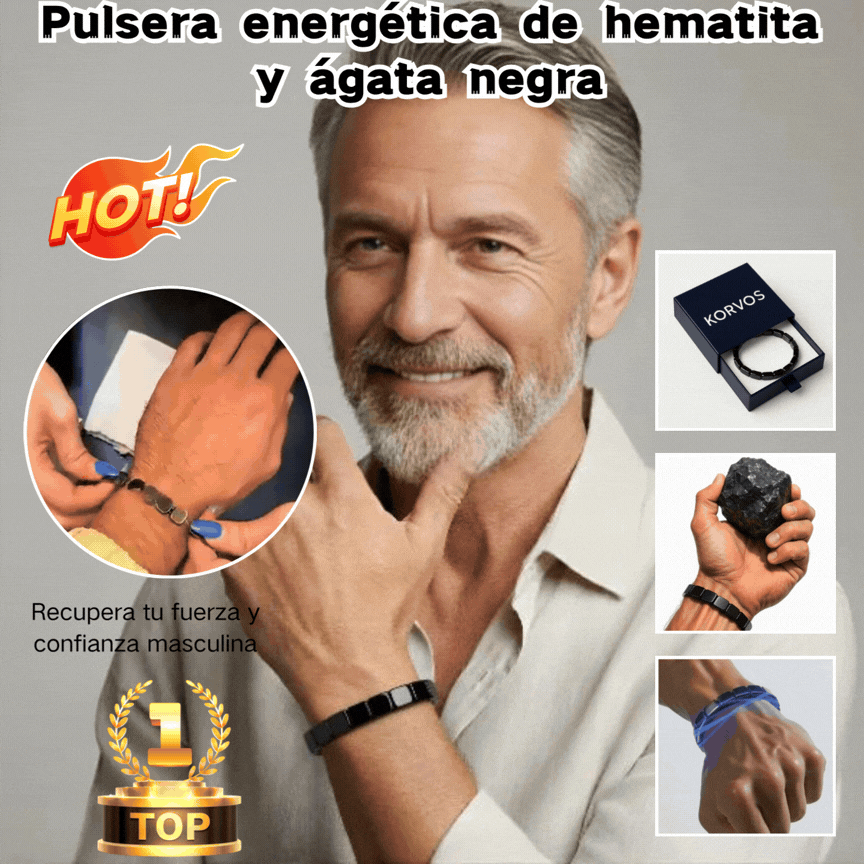 【Compra 1 y llévate 1 gratis】2 piezas 23euros🔥Pulsera de energía de hematita y ónix negro｜Recupera tu fuerza y confianza masculina