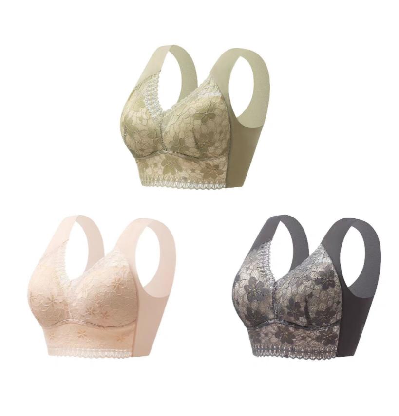 🔥【3 kosi】💕🎁【40kg-100kg】Zračen nastavljiv brezšivni modrček iz ledene svile za velike velikosti