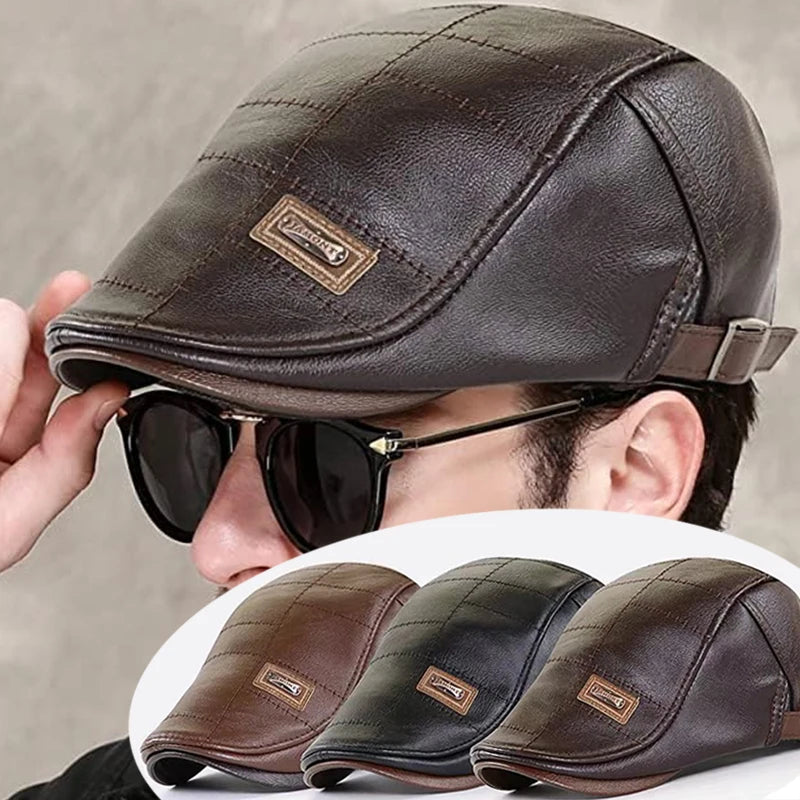 🧢【Oferta especial】🔥 Boina de cuero vintage de primera calidad_4236457