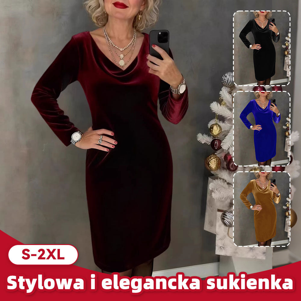 ✨【S-2XL】Nowa aksamitna sukienka | Długie rękawy | Seksowna i elegancka 4220582