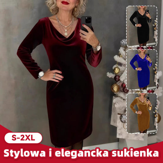 ✨【S-2XL】Nowa aksamitna sukienka | Długie rękawy | Seksowna i elegancka 4220582