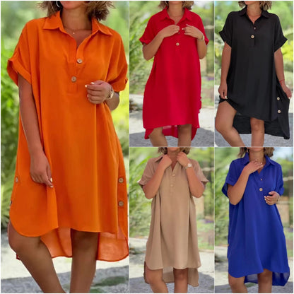 【S–5XL】Vysoce kvalitní, lehké a prodyšné, stylové šaty s krátkými rukávy.