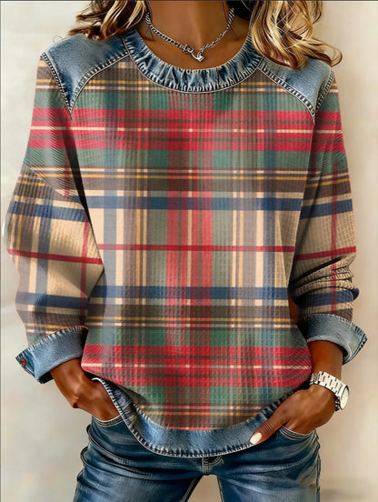 🎀🎀🎁【50% zniżki】Nowa bluza z nadrukiem i okrągłym dekoltem 4219385