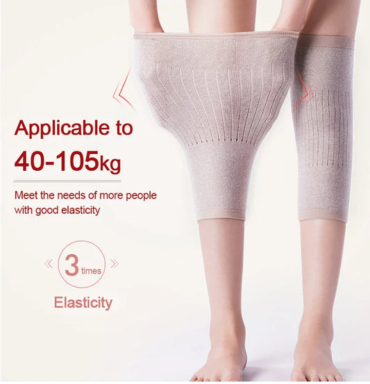 【40-105 kg】 Termalni ščitniki za kolena iz kašmirja z elastičnim trakom na vrhu, ki ohranja vaša kolena ali topla❤️
