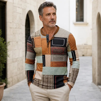 🌴【S-4XL】👔 Nová kolekce pánských košil s potiskem, dlouhé rukávy, uvolněný styl Henry, dostupné ve více barvách