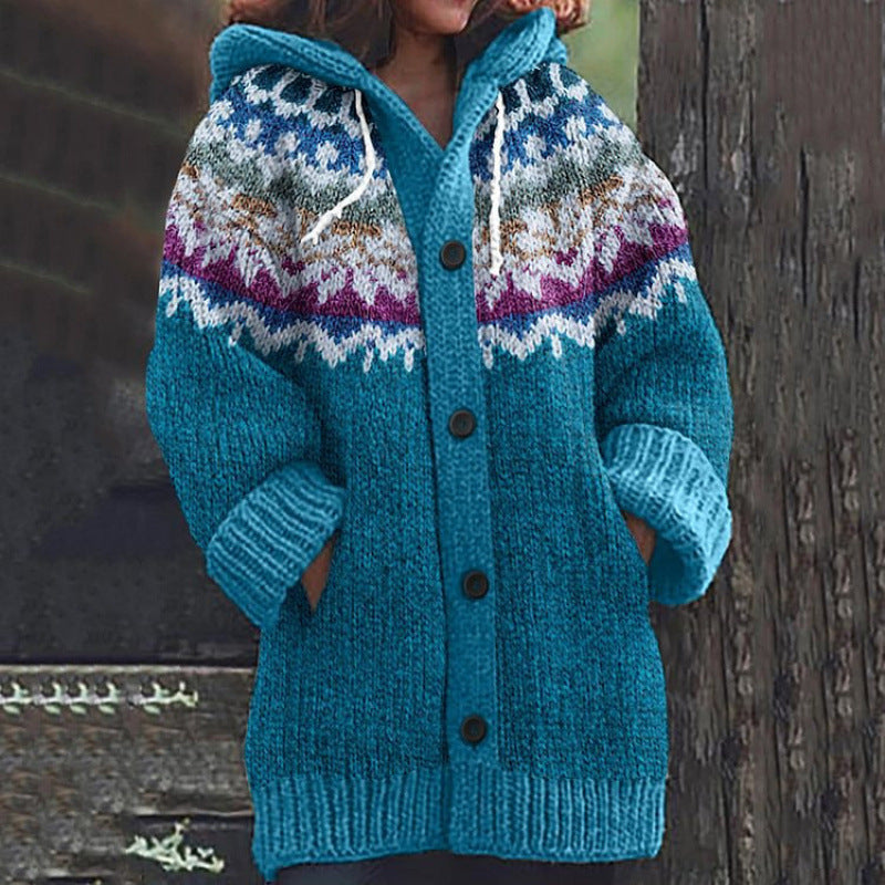 🔥🔥【S~5XL】✨Jesen/zima 2025 Nova elegantna barvita retro jakna s kapuco