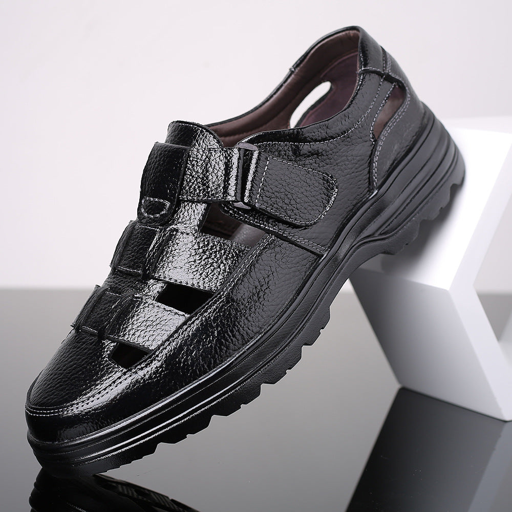 💞【38-48】Sandalias de verano 2026 para hombre, de piel de vacuno transpirable, huecas, antideslizantes y de estilo casual.