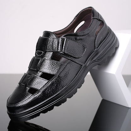 💞【38-48】Sandalias de verano 2026 para hombre, de piel de vacuno transpirable, huecas, antideslizantes y de estilo casual.