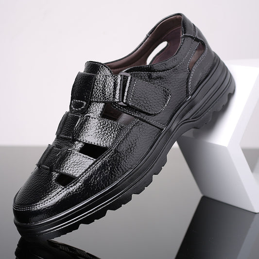 💞【38-48】Sandalias de verano 2026 para hombre, de piel de vacuno transpirable, huecas, antideslizantes y de estilo casual.