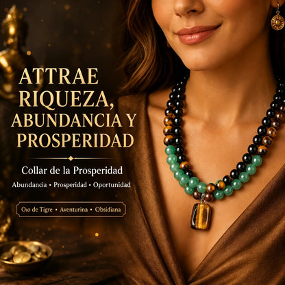 【¡Compra 1 y llévate 1 gratis!】✨(2 piezas) Collar para atraer dinero con colgante de aventurina verde y ojo de tigre, piedra de cristal curativa