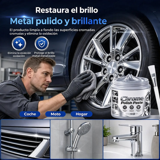 🔥3 artículos por 29 euros🛡️Pasta para pulir y restaurar cromo (incluye cepillo)
