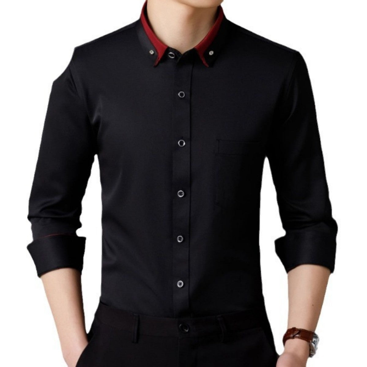【S-4XL】Nueva camisa de negocios transpirable de moda casual para hombres 4217055