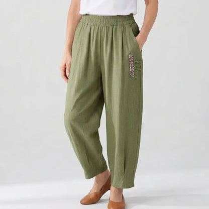 🔥【M–4XL】 👖 Lahke in zračne poletne hlače iz bombaža in lana - moderne ležerne hlače do gležnjev