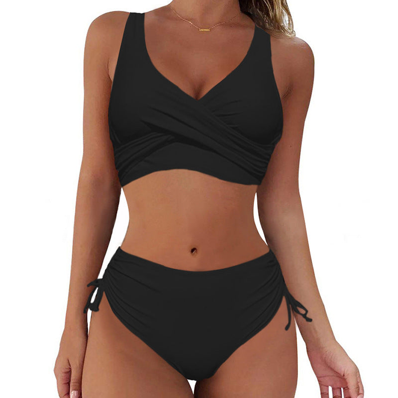 👙【S–3XL】Dámské módní jednobarevné prodyšné bikiny, rychleschnoucí materiál, pohodlné na nošení. 4239864