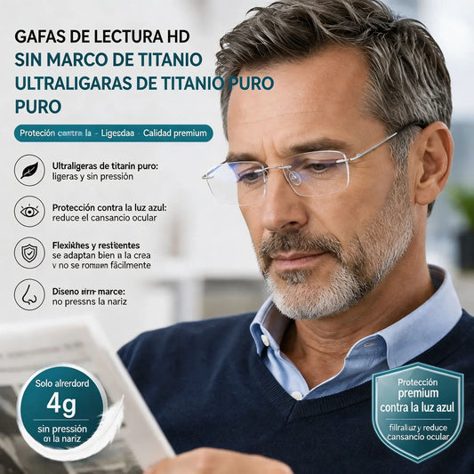 👓 Gafas profesionales sin montura de alta calidad, extremadamente ligeras y de alta claridad, con protección contra la luz azul. Diseño unisex. ✨