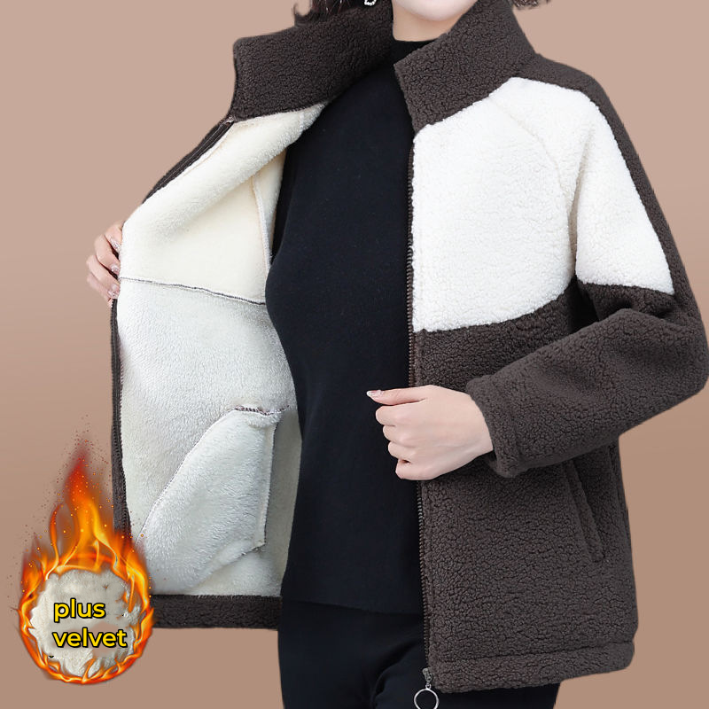 【S-3XL】 2025 Otoño e invierno Nueva chaqueta gruesa de terciopelo de lana de cordero