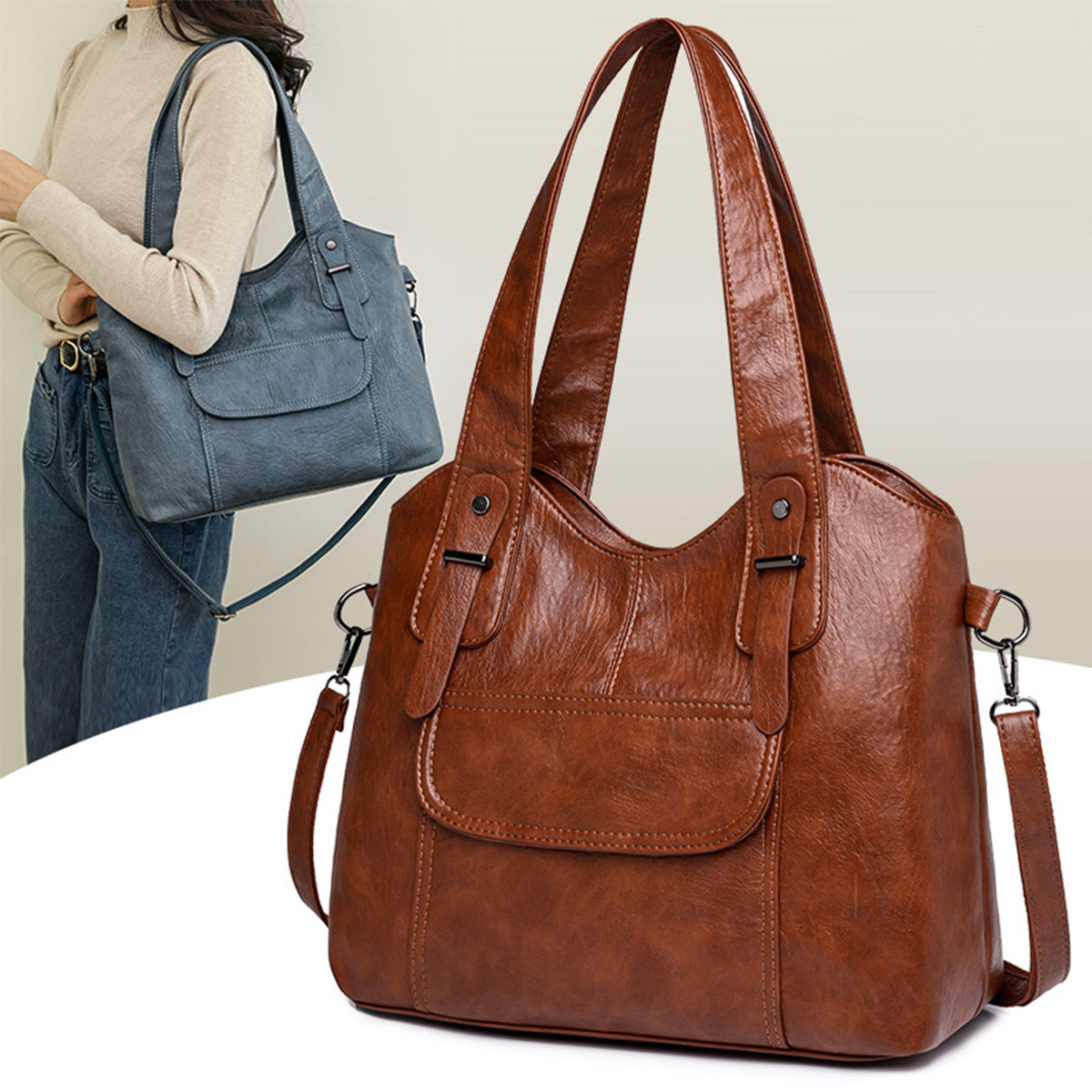 👜👛【50% sleva🔥】👜 Dámská taška přes rameno z pravé kůže s velkou kapacitou 4217050