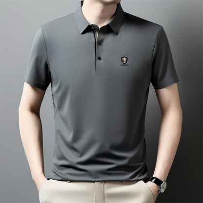 【M-4XL】Poletje 2026 Nova ledeno svilena polo majica s pol rokavi in reverjem