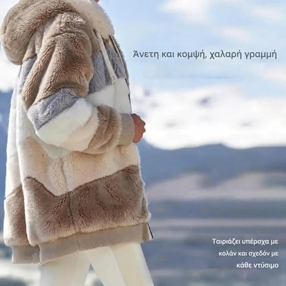 🔥 Τελευταία μέρα – έκπτωση 50% ❄️【S–5XL】Νέο γυναικείο ζεστό παλτό 2026, με ενισχυμένη βελούδινη επένδυση και σχέδιο με χρωματικές αντιθέσεις ✅ Πληρωμή με αντικαταβολή