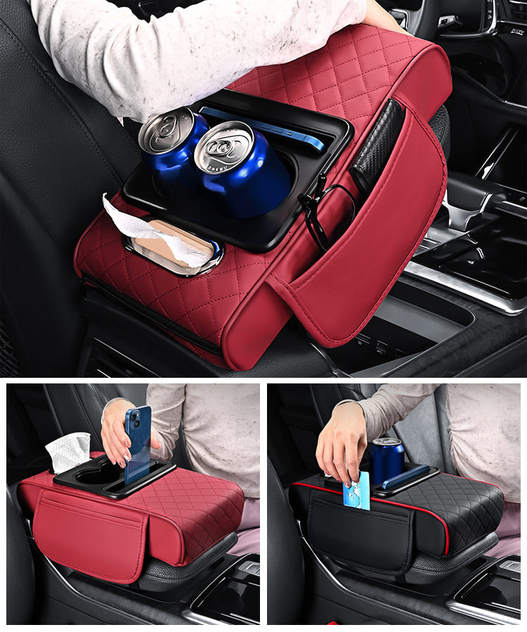 Univerzalna usnjena podloga za roke 4 v 1 ✅ vgrajena škatla za robčke ✅ držalo za skodelico